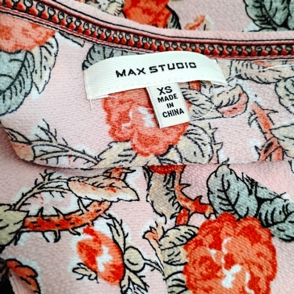 Max Studio | EUC Rose Floral Print Ruffle Sleeve Wrap High Low Dress | XS - Picture 8 of 13